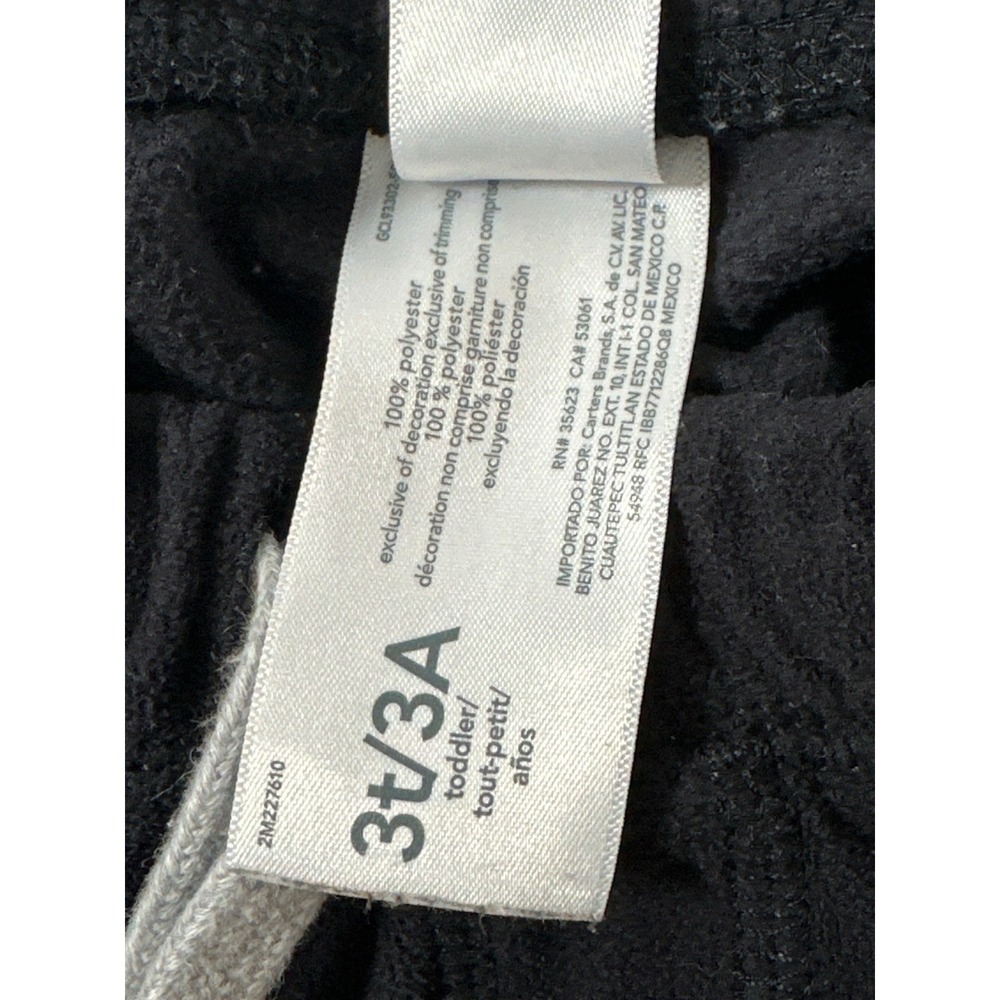 Carters Toddler Fleece Pull-On Pants 3T Black With Drawstring & Pockets - Picture 4 of 4